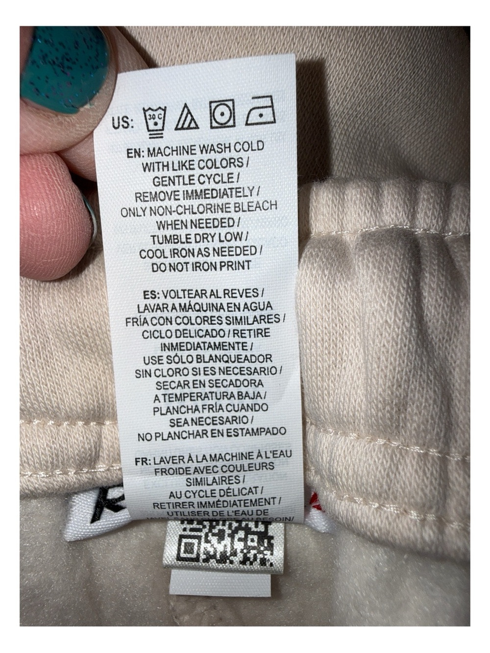 Reebok - Cuffed Sweatpants Joggers - Beige Cotton Blend - Logo Detail -Size Med‎ - Picture 5 of 5